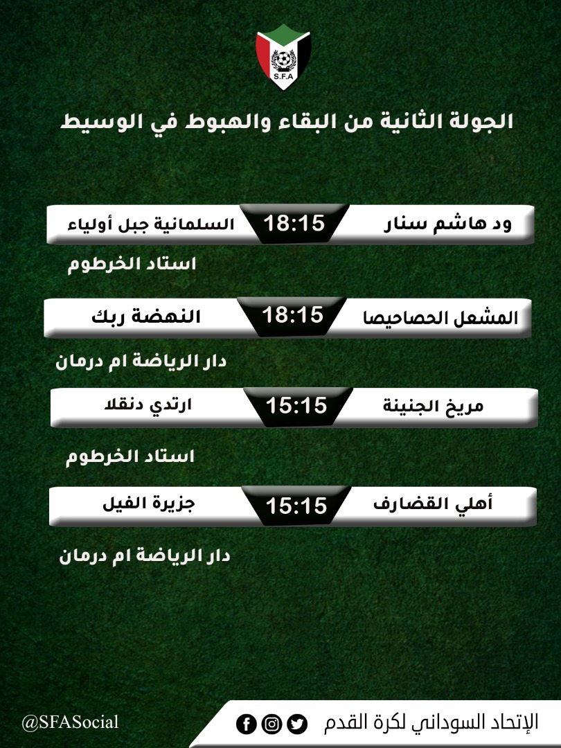 أربع  مباريات في ملحق البقاء والهبوط من الوسيط