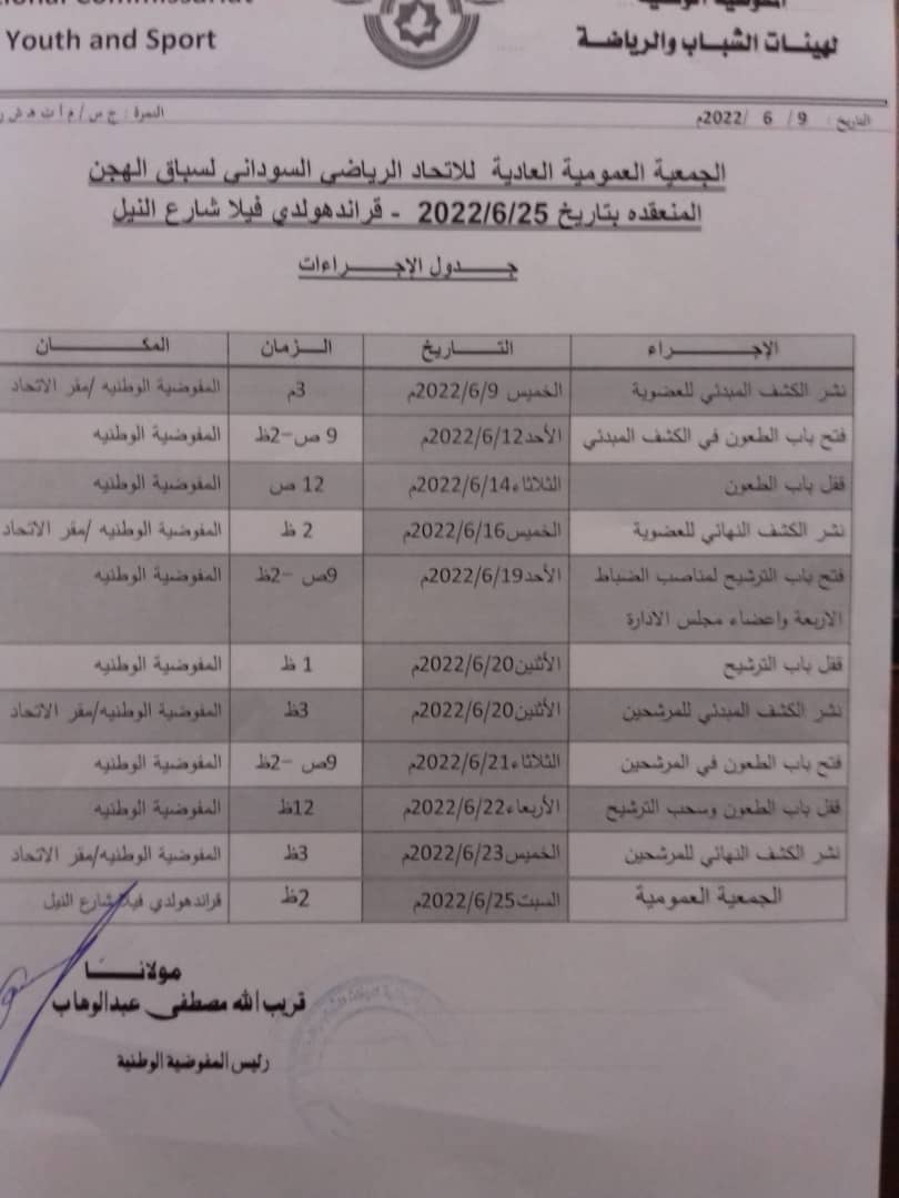 بداية إجراءات عمومية  الهجن و القراند هوليداي فيلا يستضيف الجمعية